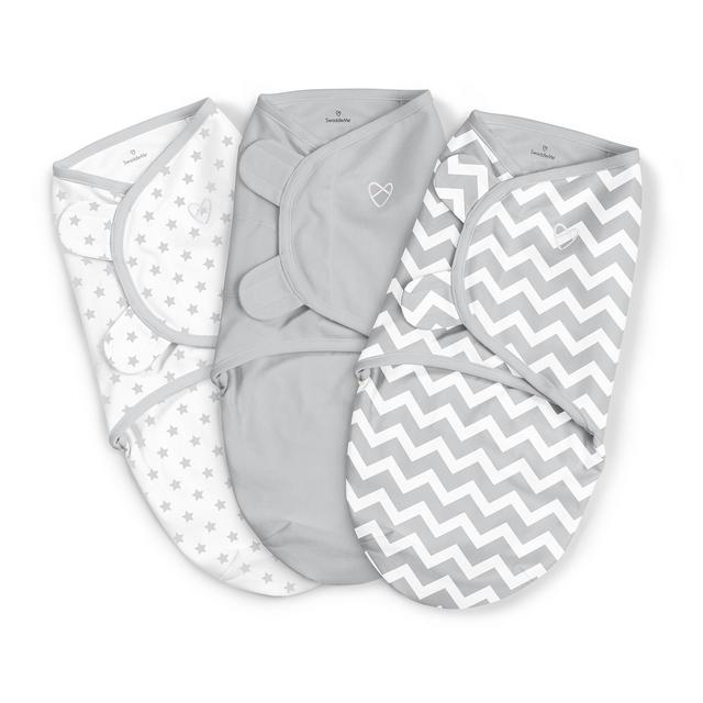 SwaddleMe Original 3-Piece Swaddle, Grey Chevron Stars, Small/Medium (0-3) months