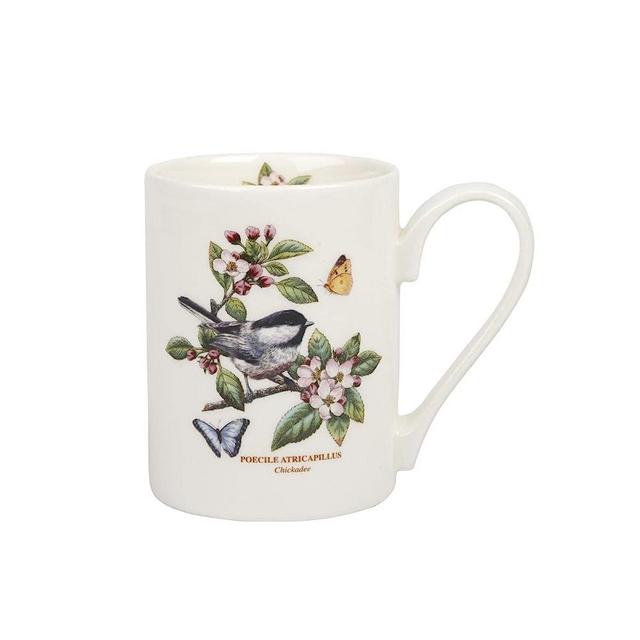 Portmeirion Botanic Garden Birds Collection Coffee Mug | 12 Ounce | Chickadee Motif | Fine Earthenware | Large Latte Mug with Handle | Dishwasher, Microwave, Freezer and Oven Safe