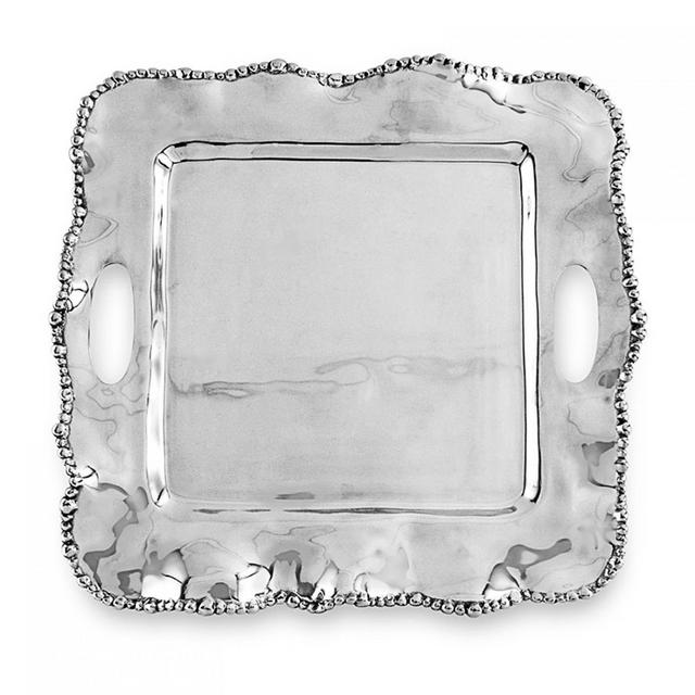 C2 Beatriz Ball Square Handled Pewter Tray