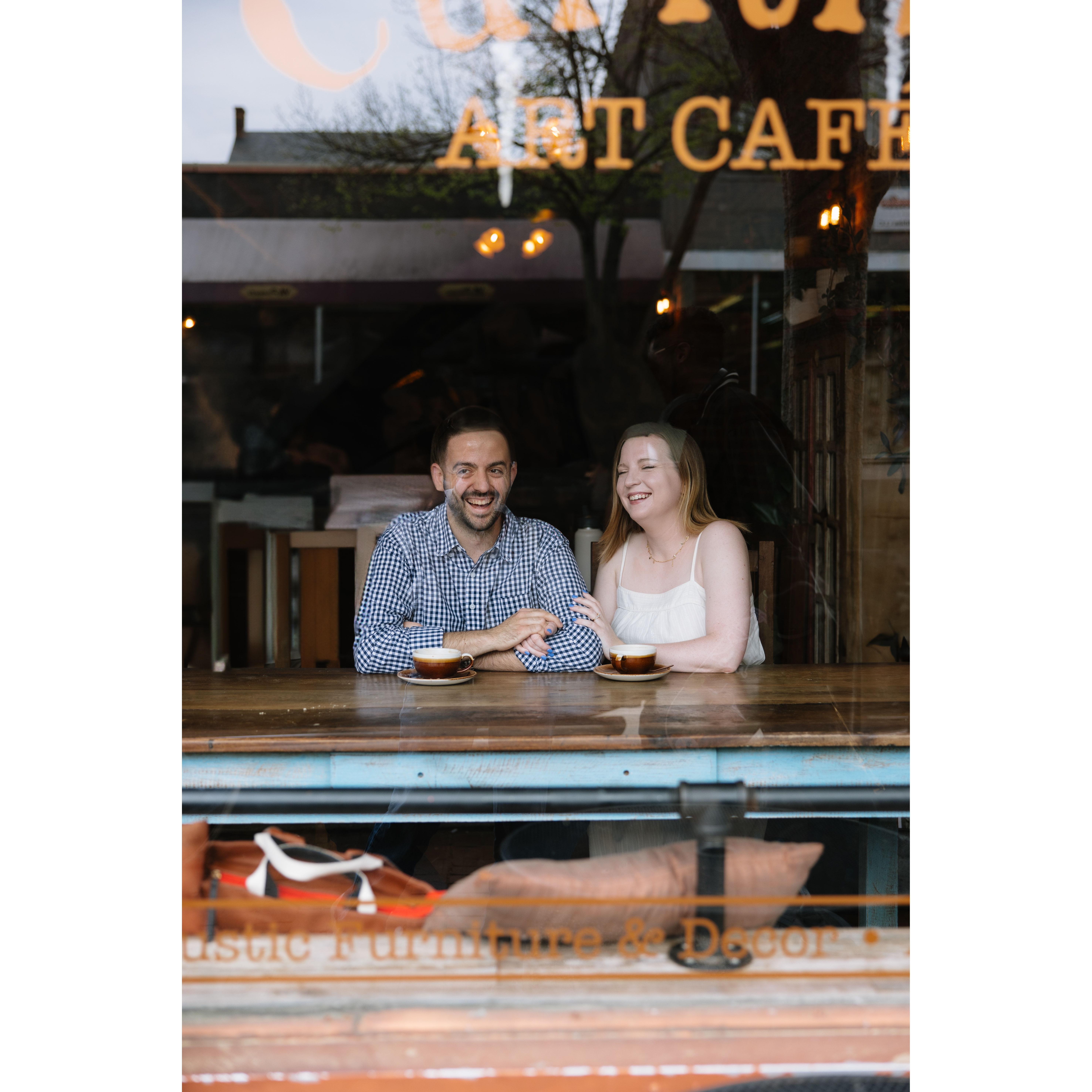 Engagement Photo in the cafe we met in!