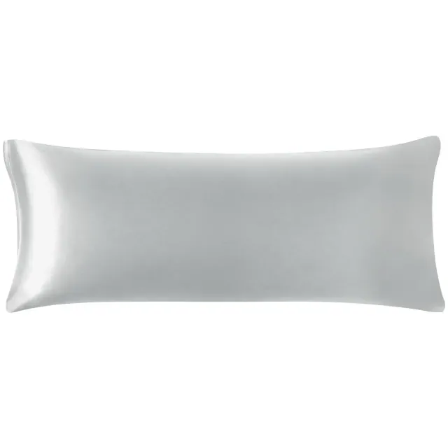 PiccoCasa Satin Zipper Closure Silky Satin Body Pillow Cover 1 PC Silver Grey 20"x54"