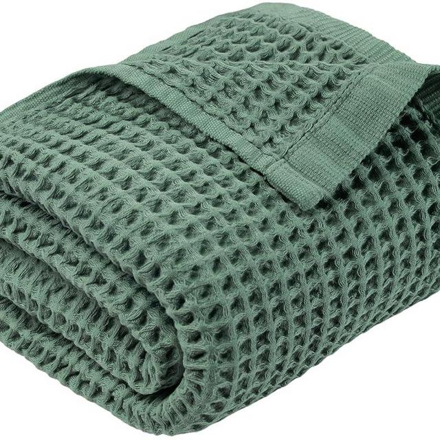 DEMMEX Organic Cotton Waffle Weave Turkish Bath Towel - Ultra Soft Lightweight Quick Dry, Oeko-Tex Certified, 100% Turkish Cotton (Sage Green, Large (60x30))