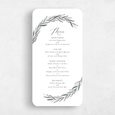 White Rounded Wedding Menu - Bruges