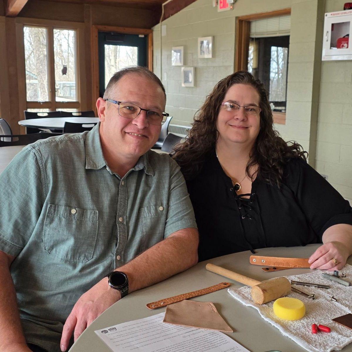 Spending some time together at a leather stamping class