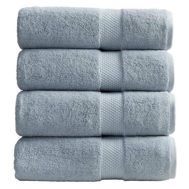 Springtree Home Blue Bath Towels Set of 4 | Classic Hotel Bath Towels | 100% Combed Cotton | Absorbent Quick-Dry Towels for Bathroom | Oeko-TEX® Standard 100 Cotton | Cynewski Collection - Blue Fog