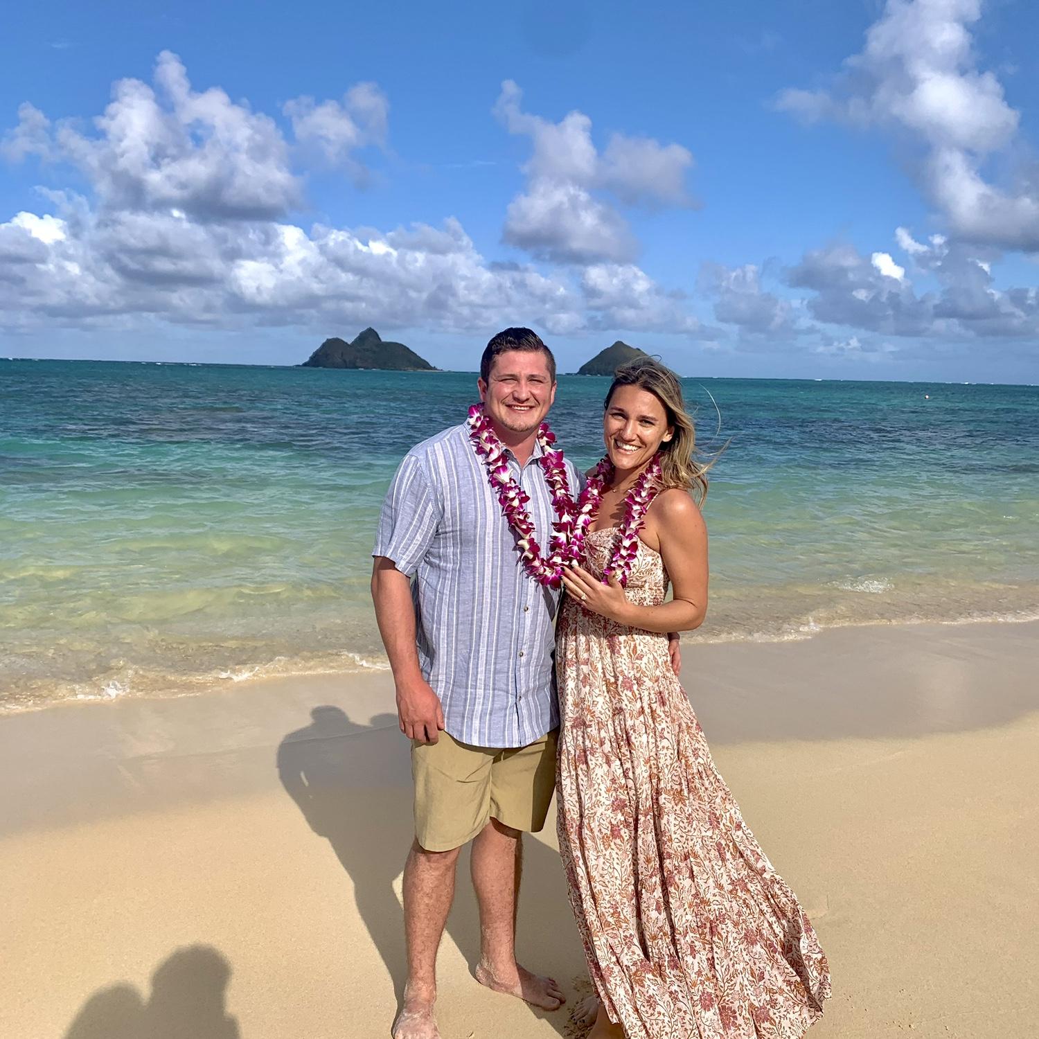 Engaged on Lanikai Beach in Oahu, Hawaii. Beautiful spot!
