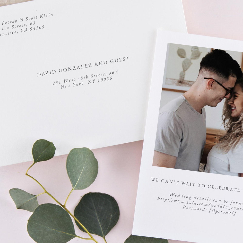 Dolce Portrait | White | Zola Wedding Invitations