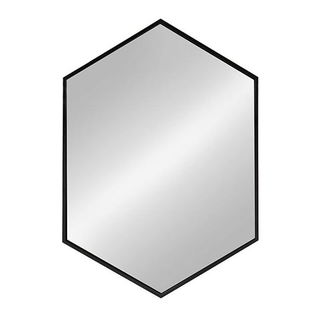 Kate and Laurel McNeer Large Hexagon Metal Wall Mirror, 31x22, Black