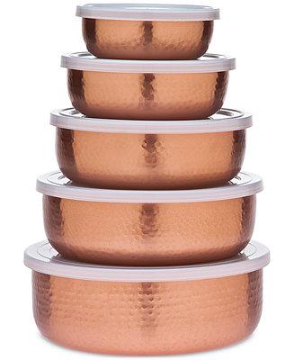5-Pc. Hammered Copper Storage Bowl Set