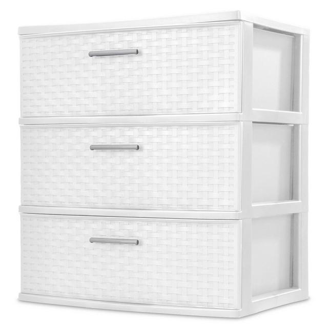 3 Drawer Wide Weave Tower White - Room Essentials™