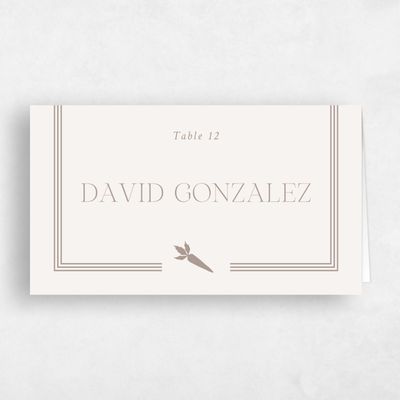 Light Oatmeal, Beige Wedding Place Card - Teagan Vegetarian