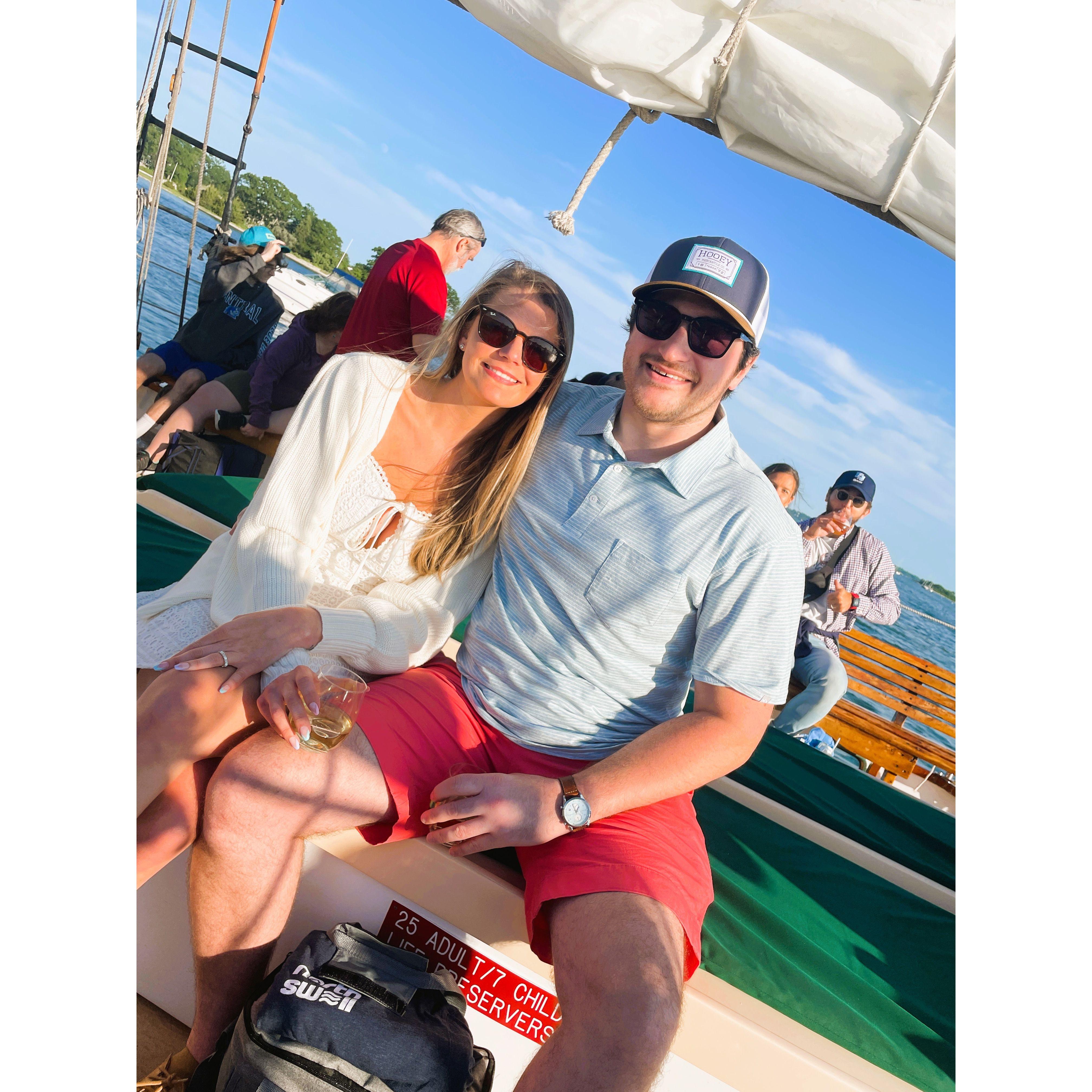 Our first sail boat ride in Mystic, CT!