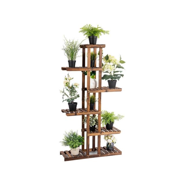 Costway 6 Tier 11 Pots Wooden Plant Flower Display Stand Wood Shelf Storage Rack Garden