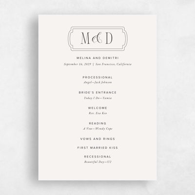 Light Oatmeal, Beige Wedding Program - Ivette
