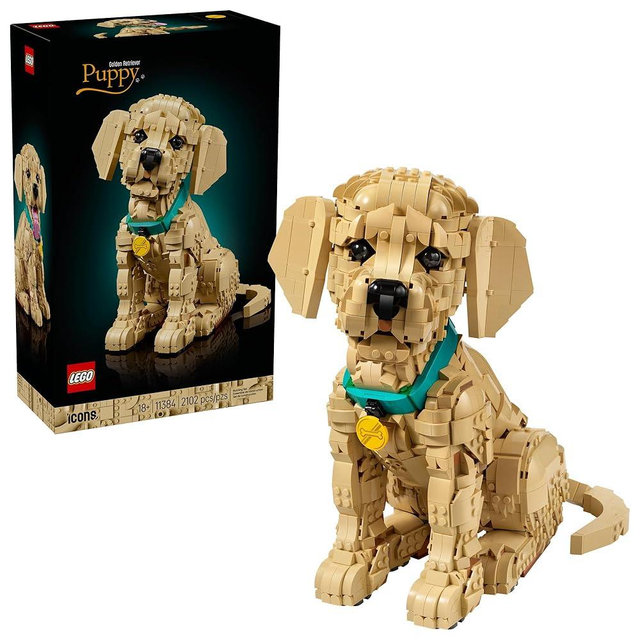 LEGO Icons Golden Retriever Puppy Building Set for Adults, Ages 18+ - Decor for Home, Bedroom, or Book Shelf - Gifts for Women & Men - Posable Dog Figure - 11384