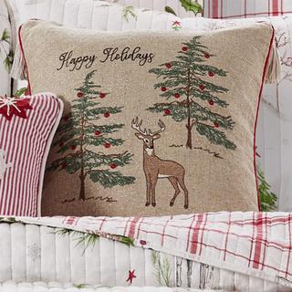 Sleigh Bells Happy Holidays Pillow