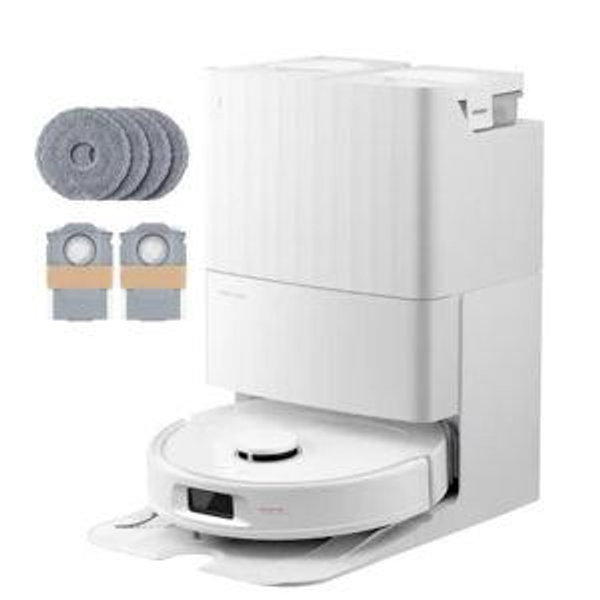 Roborock - Qrevo Series Robot Vacuum & Mop with Multifunctional Dock, 10,000Pa Suction, Anti-Tangle Brush, Self-Emptying - White