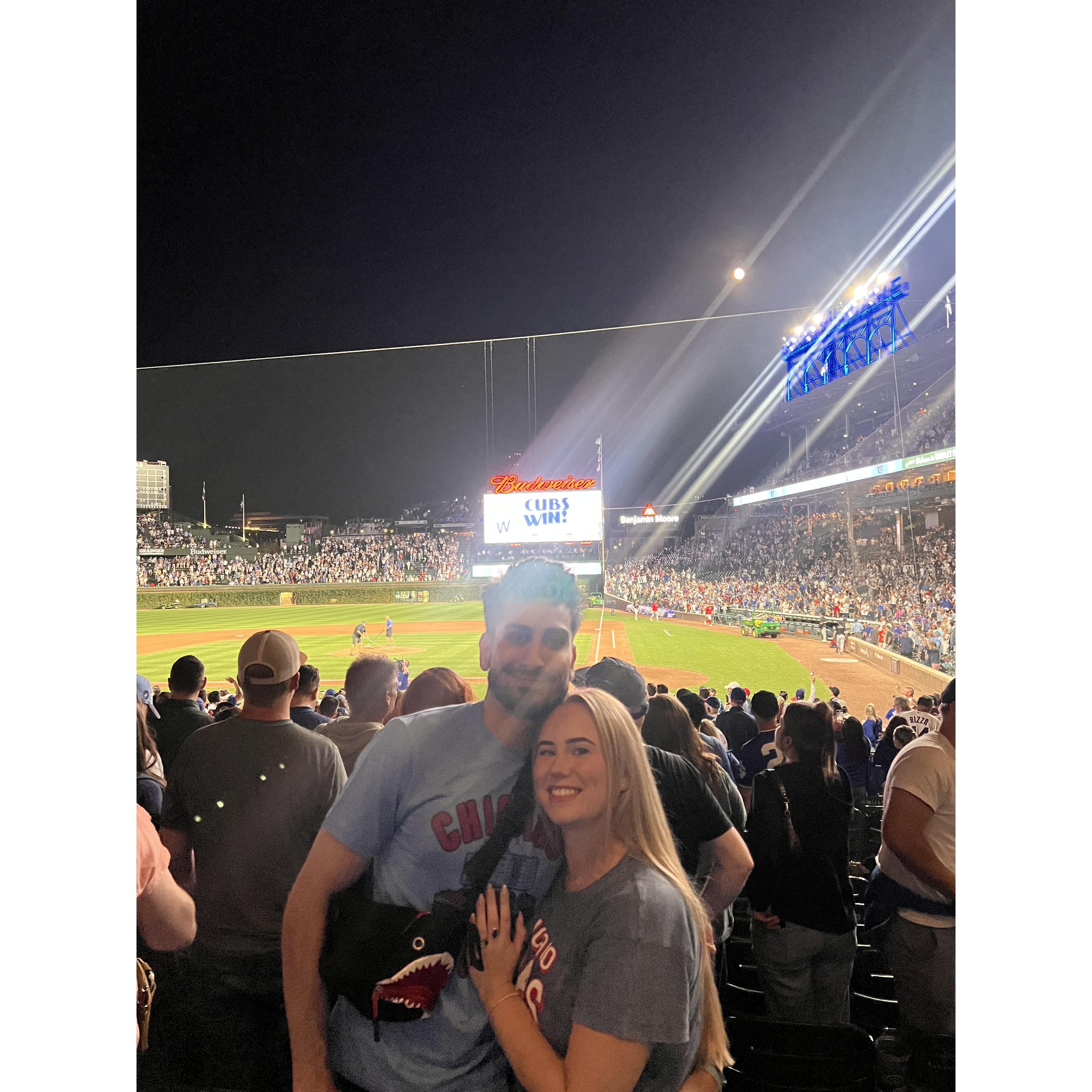 After getting engaged, Cubs win!