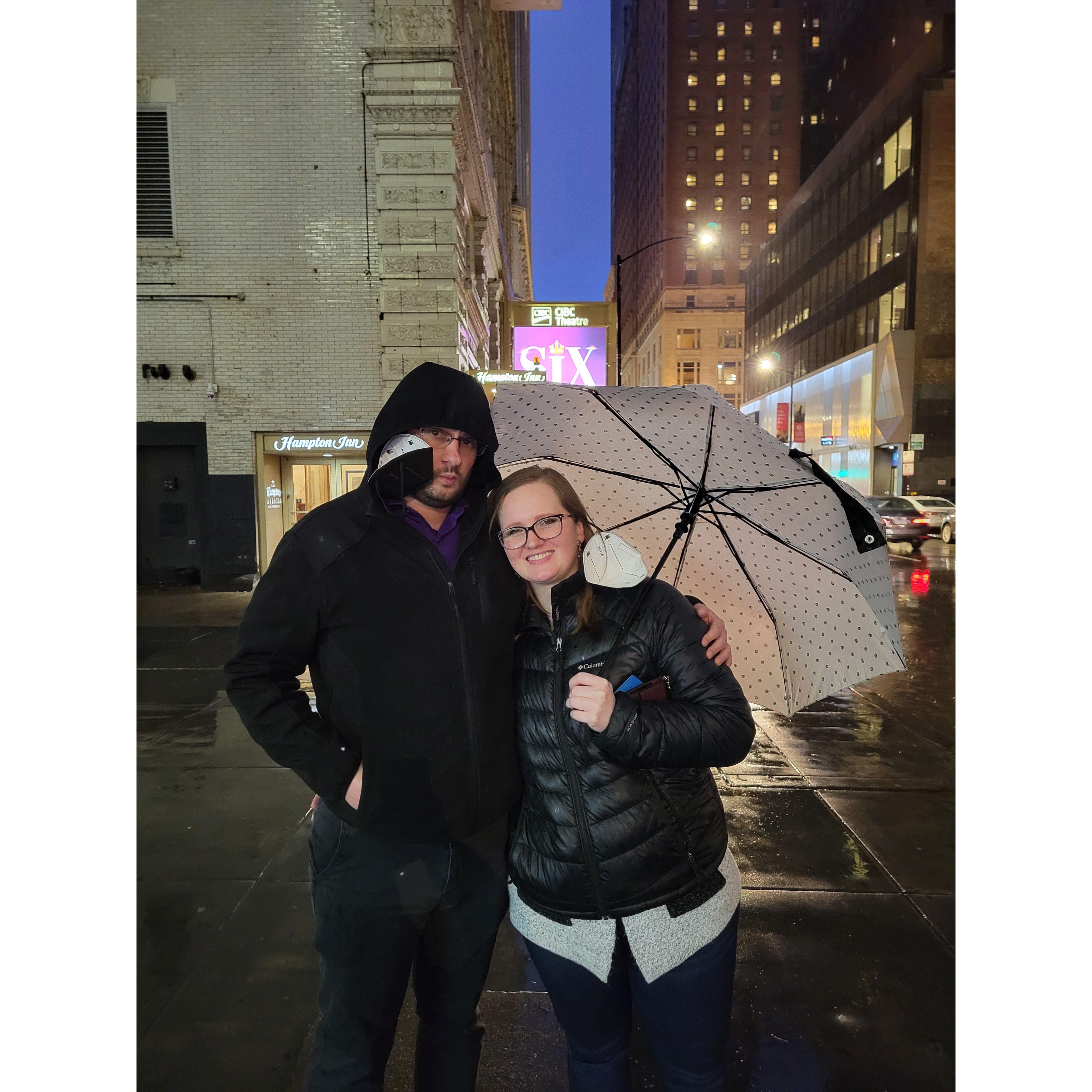 The first time Aubrey was able to drag Justin to a musical - we saw Six with our bridesmaid Taylor