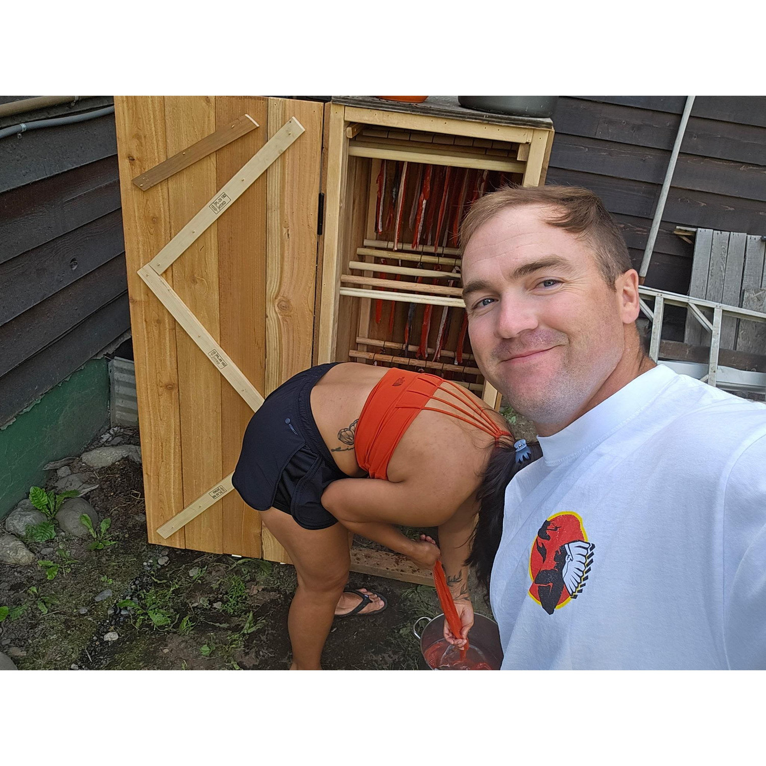 Made my/our first fish drying rack/smokehouse! I have been craving dryfish and he helped to make that happen. That's love.