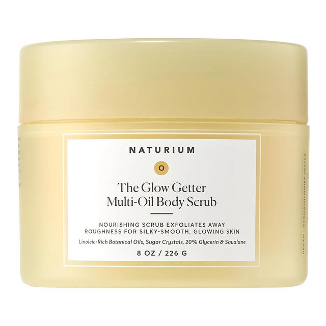 Naturium Glow Getter Body Scrub, Exfoliating Sugar Crystals with Linoleic-Rich Oils, Glycerin & Squalane, 226 g / 8 oz