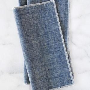 Blue Denim Chambray Dinner Napkin (Set of 4)