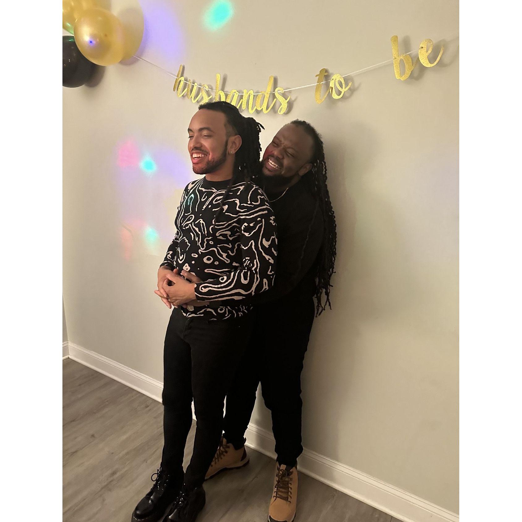 Celebrating when Steven said "Yes!"