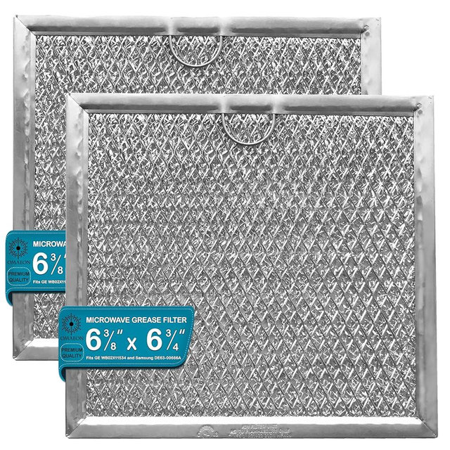 WB02X11534 for Samsung Microwave Filter DE63-00666A Compatible with GE Microwave Grease Filter - 6-3/8" x 6-3/4" x 3/32" Air Filter Replacement for Samsung Over-The-Range Microwave Filter - 2-Pack