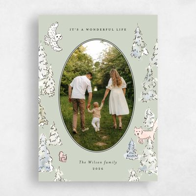 Grassy Sage, Green Holiday Card - Roxbury