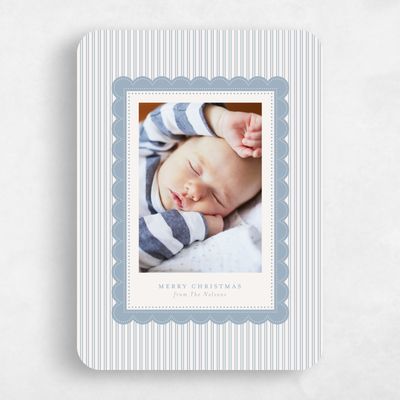 Blue Rounded Holiday Card - Thatcher Portrait