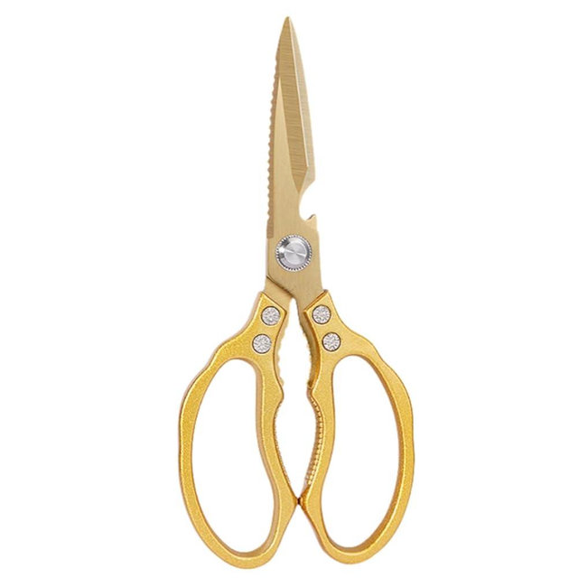 AWinjoy Kitchen Scissors, Heavy Duty Sharp Kitchen Shears Dishwasher Safe, Gold Kitchen Accessories Cooking Shears for Kitchen Meat Chicken Fish Poultry Herb Bread (All Gold)