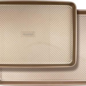 David Burke 17"/15" Cookie Sheets – Carbon Steel, PFTE & PFOA Free, Oven Safe, Non-Toxic, Perfect for Baking and Roasting – Bronze (2-Pack)