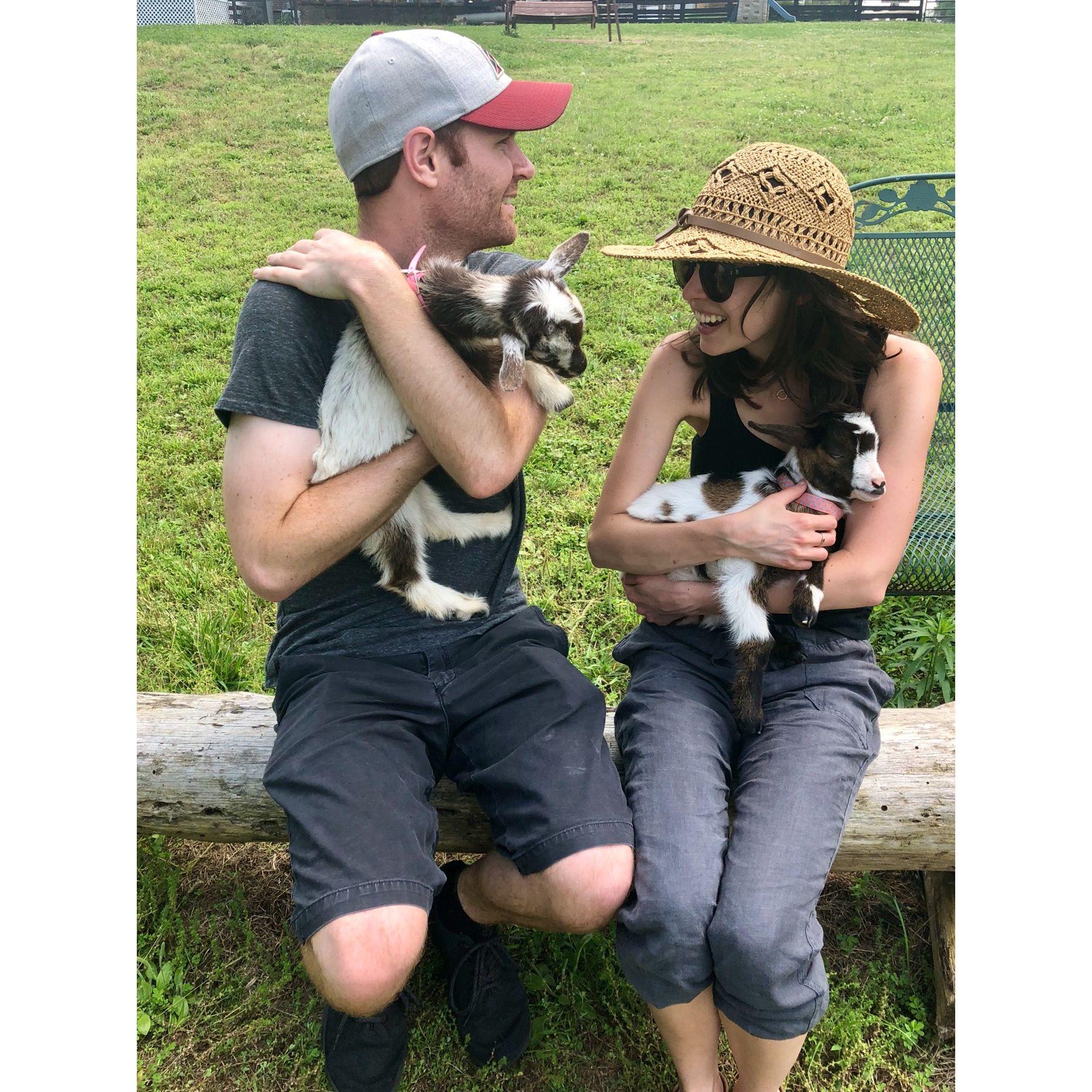 When Michael watched Maggie and Anna loose their minds over baby goats (c. 2019)