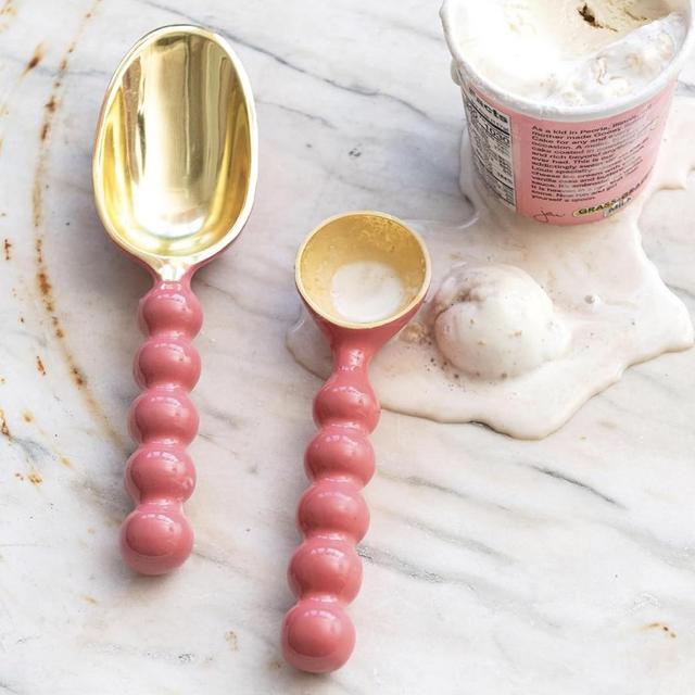 Creative Co-Op Enameled Aluminum Ice Cream Scoop, Pink and Gold