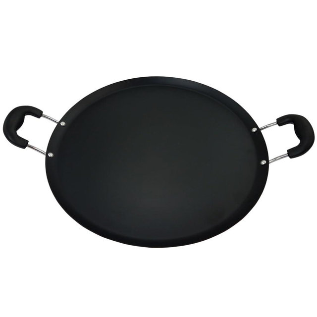 Oster Cocina Zadora 14" Comal Round Carbon Steel with Bakelite Handles, Red