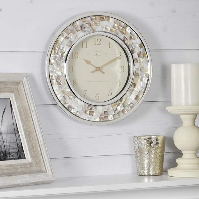 FirsTime & Co. Pearl Mosaic Wall Clock, 10.25", Beach Stone