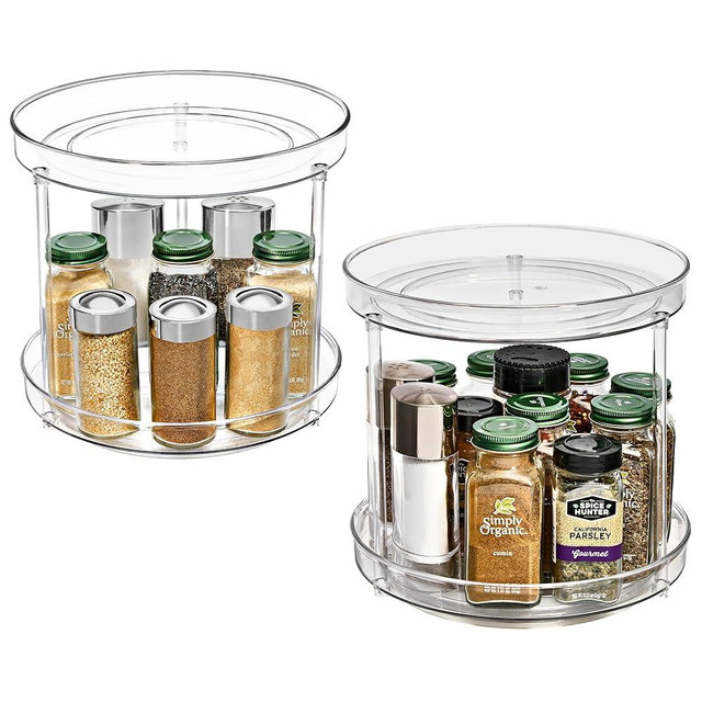 Sorbus 9 Inch 2 Tier Clear Lazy Susan Organizer, Turntable Organizer for Spice Organization for Cabinet, Lazy Susan Turntable for Kitchen, Home, Office, Closet, Laundry Room Organization (2 Pack)