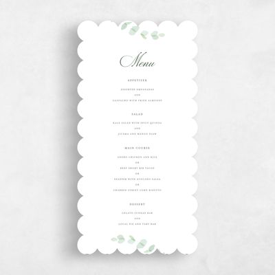 Green Scalloped Wedding Menu - Opalite