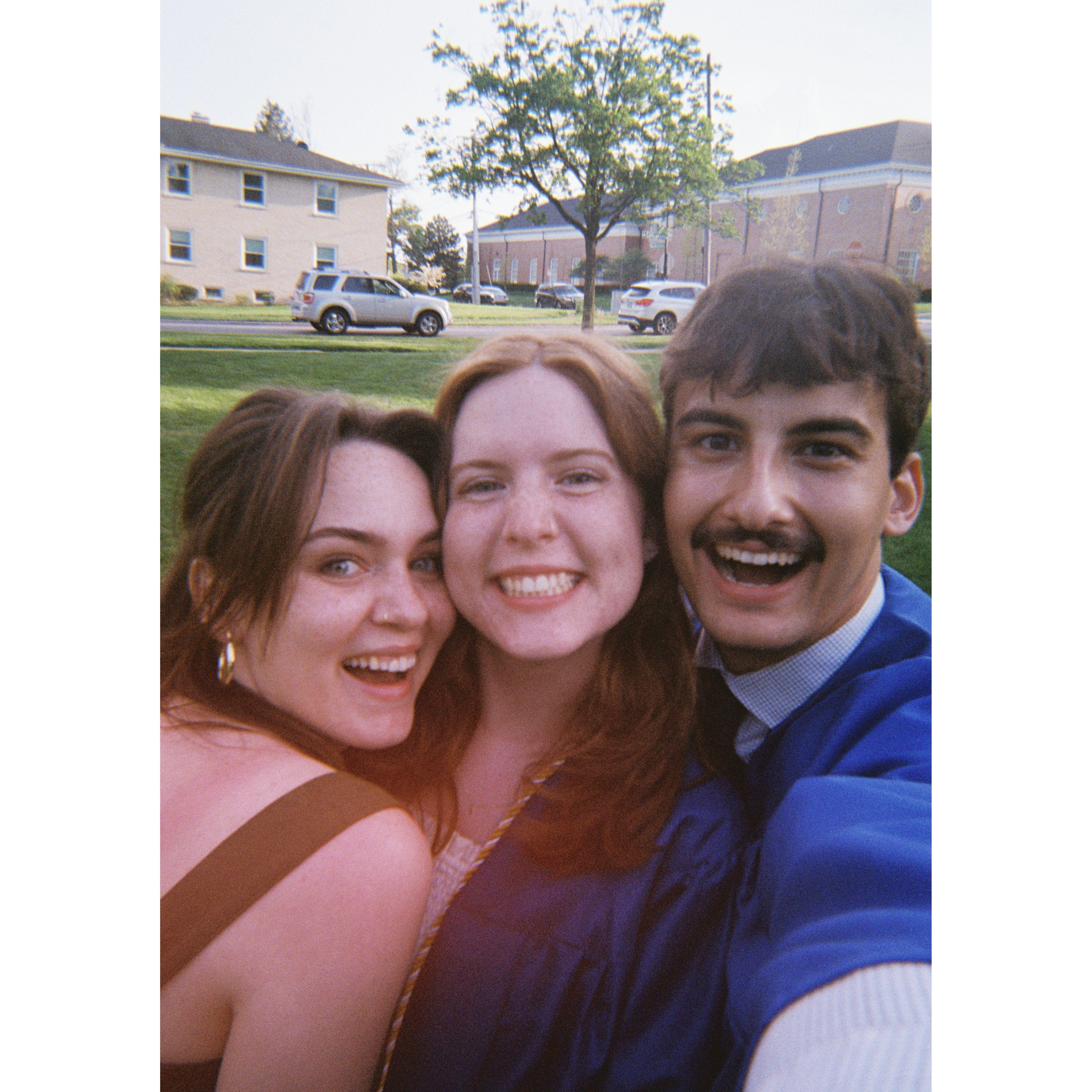 Celebrating graduating from Wheaton College with Annalise's older sister, Cait.