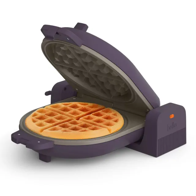 bella Flip and Store Waffle Maker Plum: Nonstick Coating, Aluminum Surface, 1100W, 2-Year Warranty, Compact Design