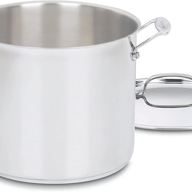 Cuisinart Chef's Classic 12-Quart Cover stockpot, Included-14.3"(L Handles) x 10.2" Includes lid Pot Only Height Width: 8.6" (H) x 10.5" (W), Silver