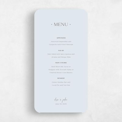 Blue Rounded Wedding Menu - Bayway