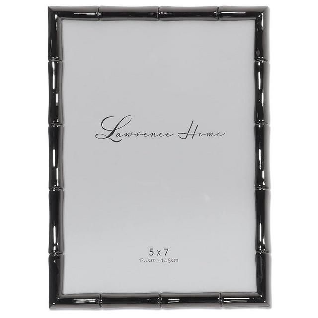 Lawrence Frames 5x7 Black Polished Metal Picture Frame with Bamboo Design