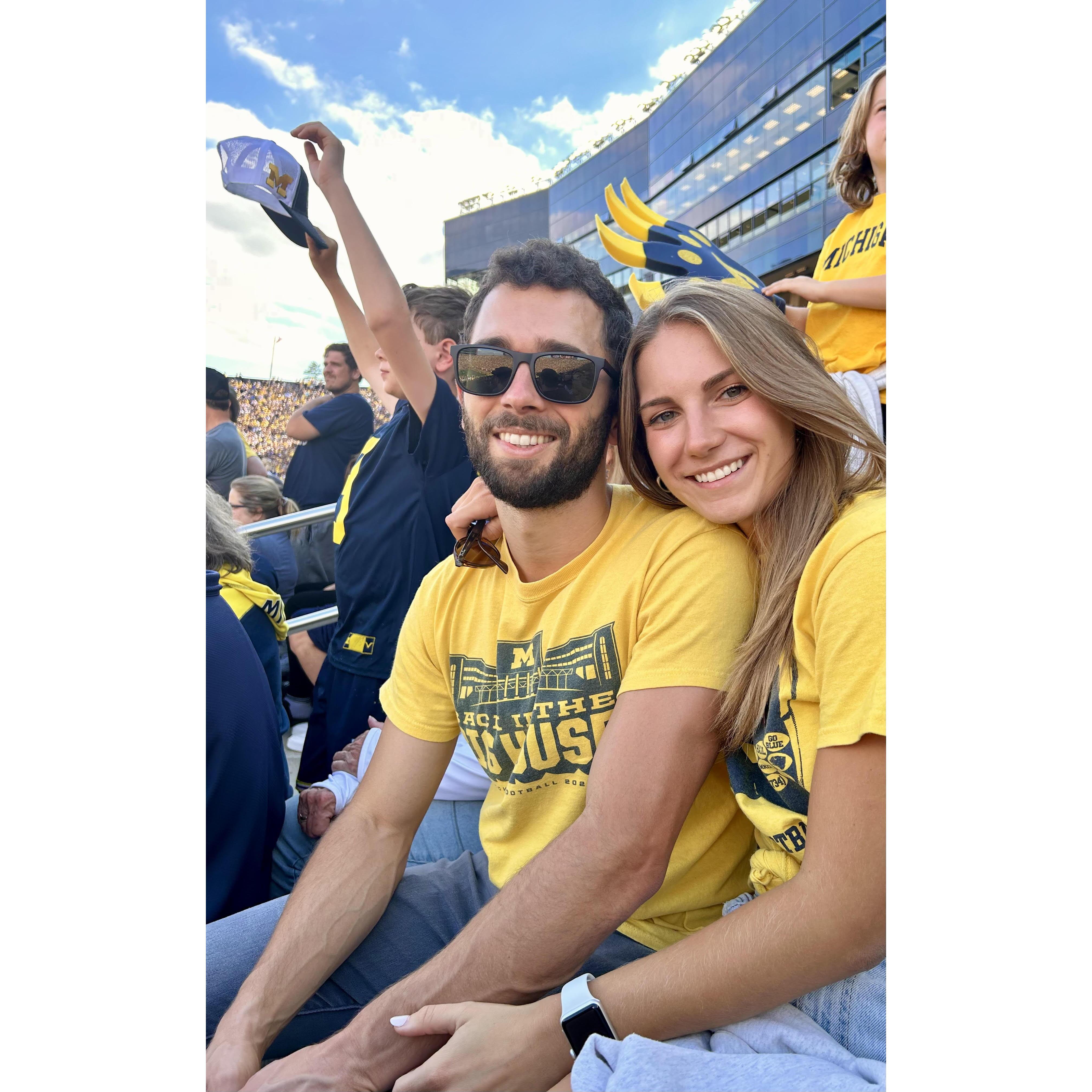 September 2023 - Cheering on Michigan at the Big House. Despite Alex’s disdain for all things American football, she quickly realized (and accepted) that life in Ann Arbor revolves around the sport.