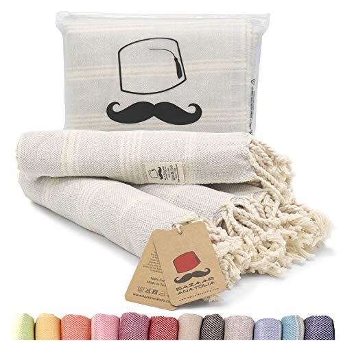 Bazaar Anatolia Turkish Hand Towel Set of 4 Peshtemal Towel 100% Cotton 45x20 Light Weight Thin Quick Dry Hand Hair Gym Face Bath Tea Kitchen Dishcloth Set Decorative Bathroom Towel (Gray)