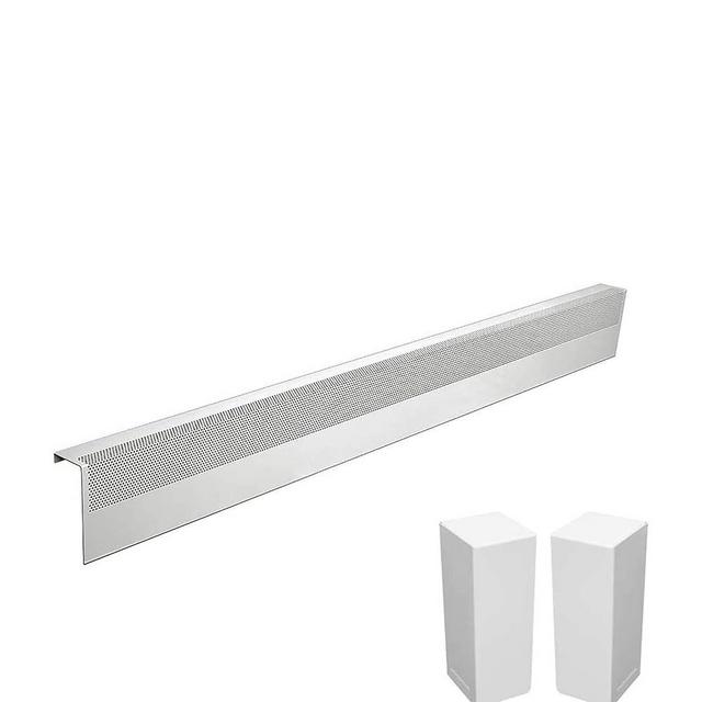 Baseboarders Basic Series 6 ft (72in) Galvanized Steel Slip-On Baseboard Heater Cover + Left & Right Endcaps, Rust Resistant, White, for Hydronic Hot-Water Systems
