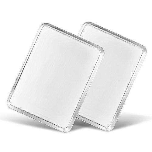 Baking Sheets Set of 2, Bastwe 16 inch Cookie Sheets 2 Pieces & Stainless Steel Baking Pans & Toaster Oven Tray Pans, Rectangle Size 16L x 12W x 1H inch & Non Toxic & Healthy & Easy Clean