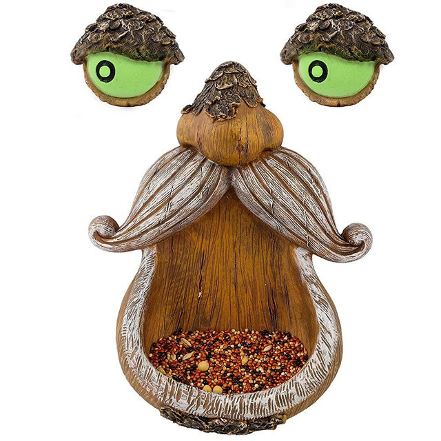 Juegoal Tree Face Decor Bird Feeder Outdoor, Eyes Glow in Dark Fun Old Man Tree Hugger Sculpture Yard Art Garden Lawn Ornament Decoration