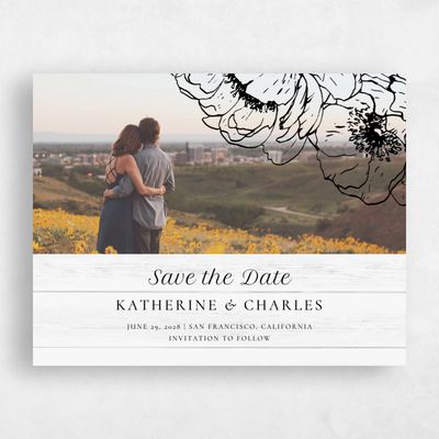 White Fall Wedding Save the Date - Rooftop Photo