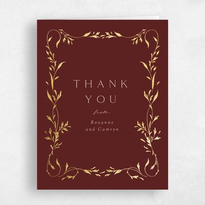 Red Foil Wedding Thank You - Clarissa Portrait Foil